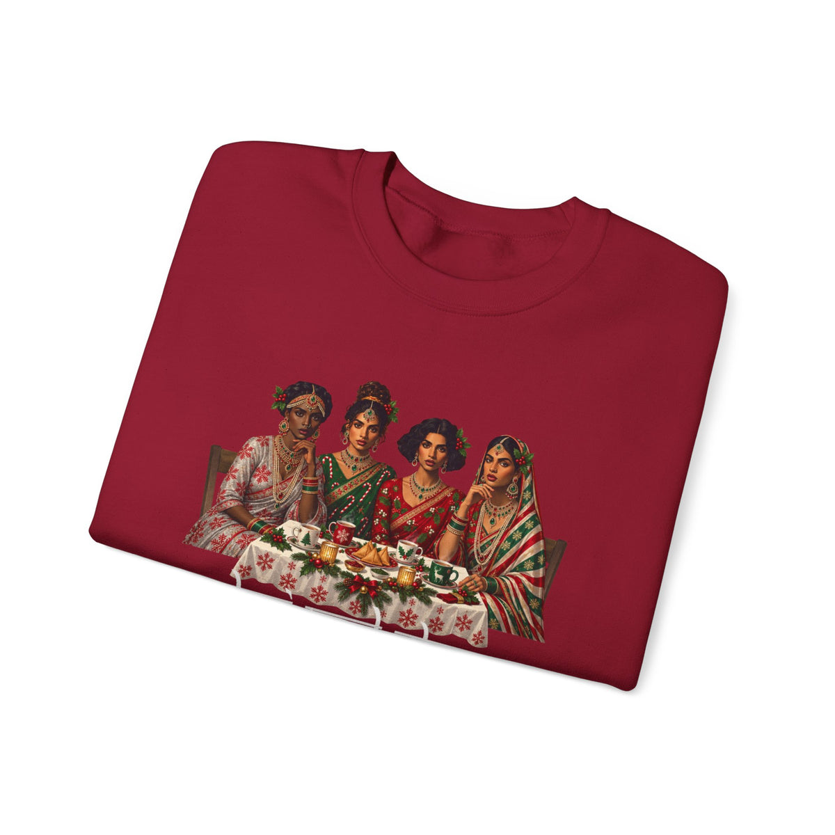 Custom Text Bollywood Christmas Sweatshirt for Chai Lovers