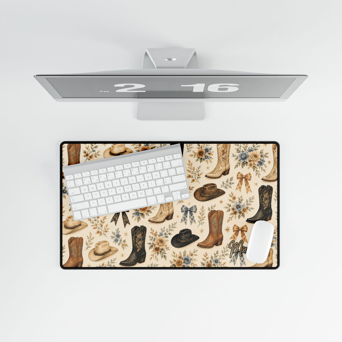 Cowgirl Desk Mat, Chic Western Home Office and Student Decor, RTO WFH Dorm Room Large Mouse Pad