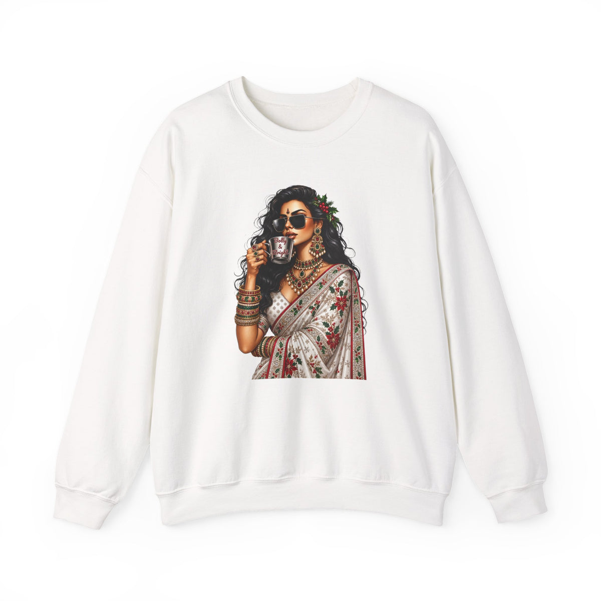 Custom Text Bollywood Christmas Sweatshirt, Desi Holiday Apparel for Parties