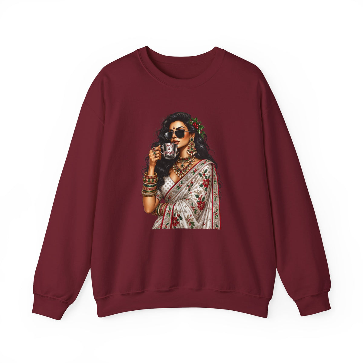 Custom Text Bollywood Christmas Sweatshirt, Desi Holiday Apparel for Parties