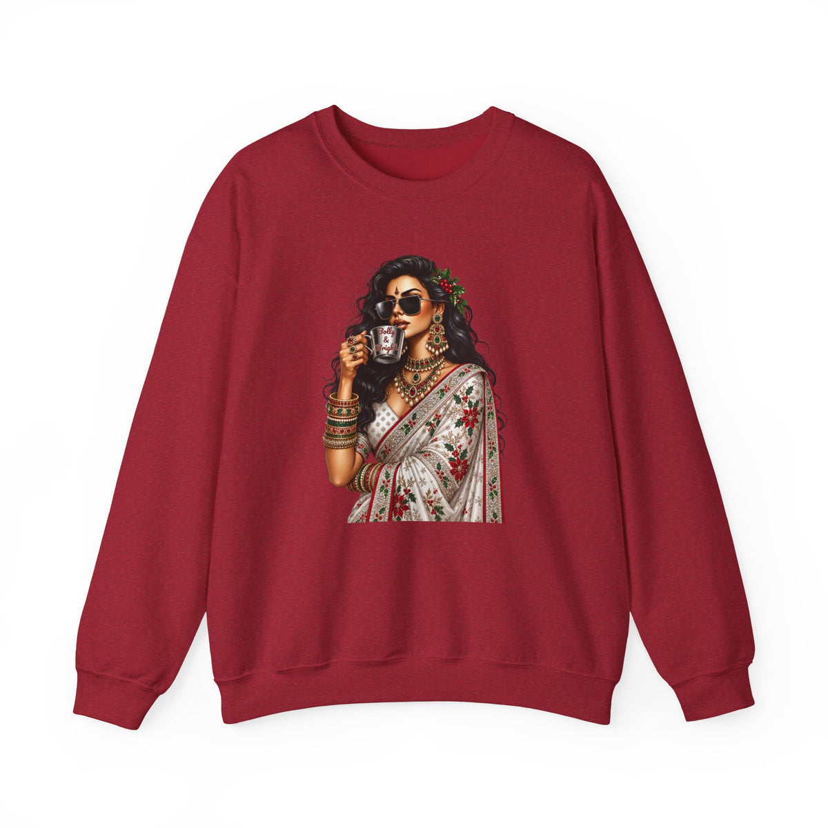 Custom Text Bollywood Christmas Sweatshirt, Desi Holiday Apparel for Parties
