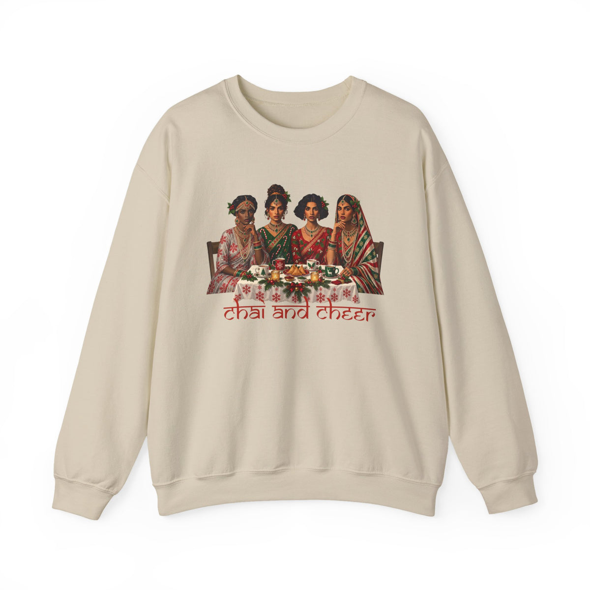 Custom Text Bollywood Christmas Sweatshirt for Chai Lovers