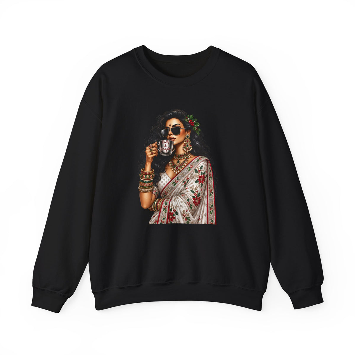 Custom Text Bollywood Christmas Sweatshirt, Desi Holiday Apparel for Parties