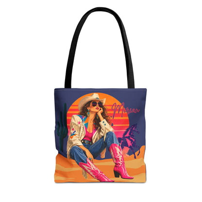 Retro 80s Neon Cowgirl Tote Bag, Horse Western Lovers Gifts, Nashville Bachelorette Party