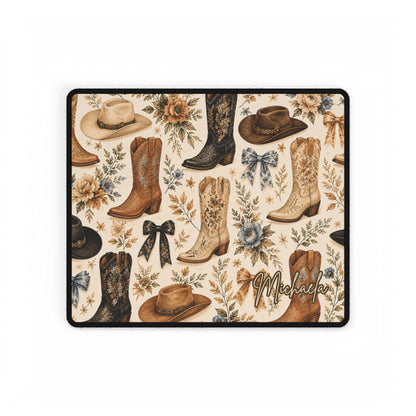 Cowgirl Desk Mat, Chic Western Home Office and Student Decor, RTO WFH Dorm Room Large Mouse Pad