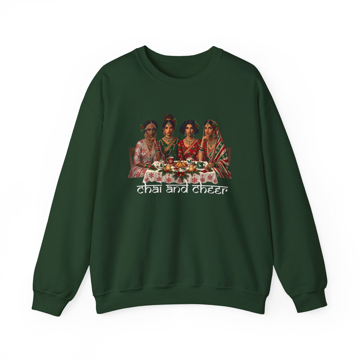 Custom Text Bollywood Christmas Sweatshirt for Chai Lovers