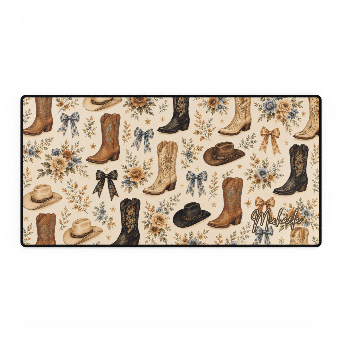 Cowgirl Desk Mat, Chic Western Home Office and Student Decor, RTO WFH Dorm Room Large Mouse Pad