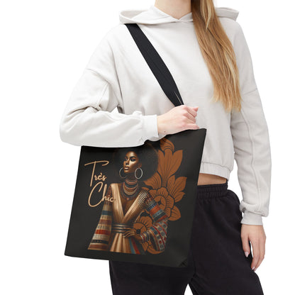 Custom Tres Chic Melanin Tote Bag, Beautiful Black Woman Gifts for Her & Mom