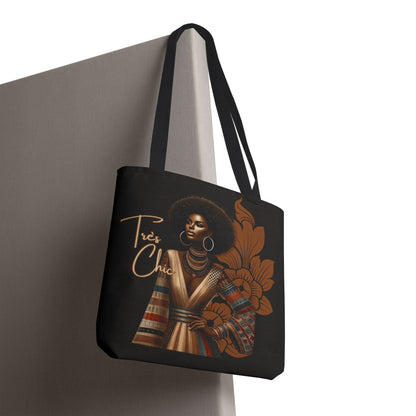 Custom Tres Chic Melanin Tote Bag, Beautiful Black Woman Gifts for Her & Mom