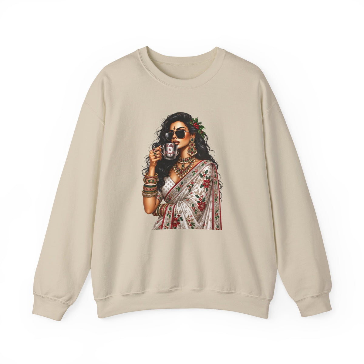 Custom Text Bollywood Christmas Sweatshirt, Desi Holiday Apparel for Parties