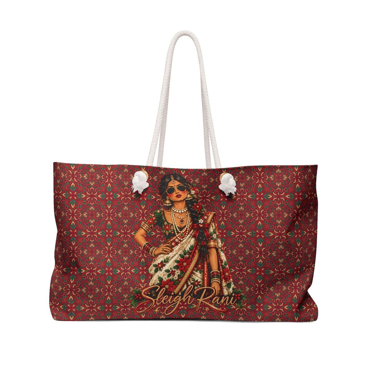 Custom Text South Asian Bollywood Christmas Tote Bag