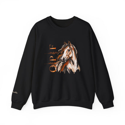 Orange Peel Finds Exclusive Horse Lovers Sweatshirt, Chic Modern Sweatshirts for Her and Him