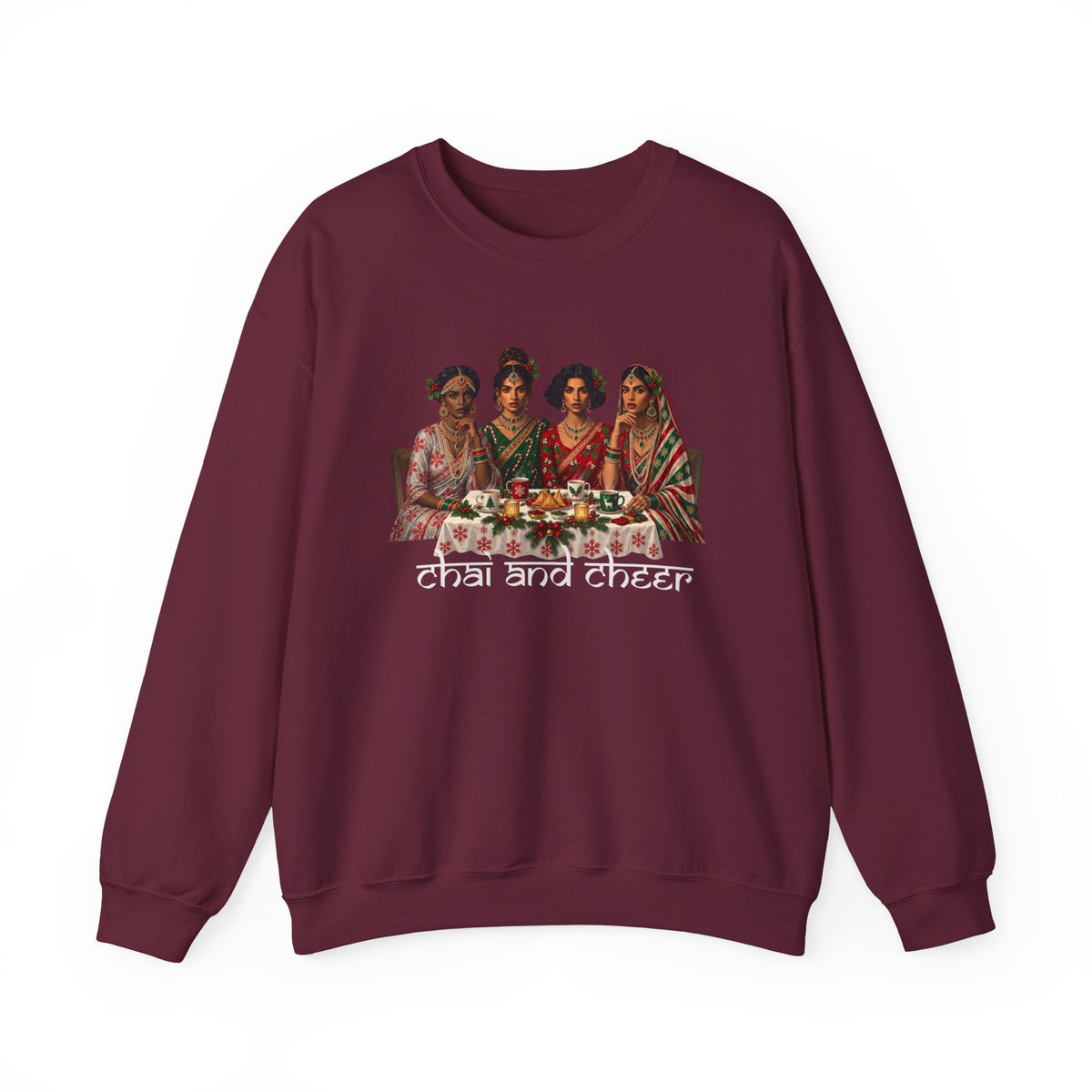 Custom Text Bollywood Christmas Sweatshirt for Chai Lovers