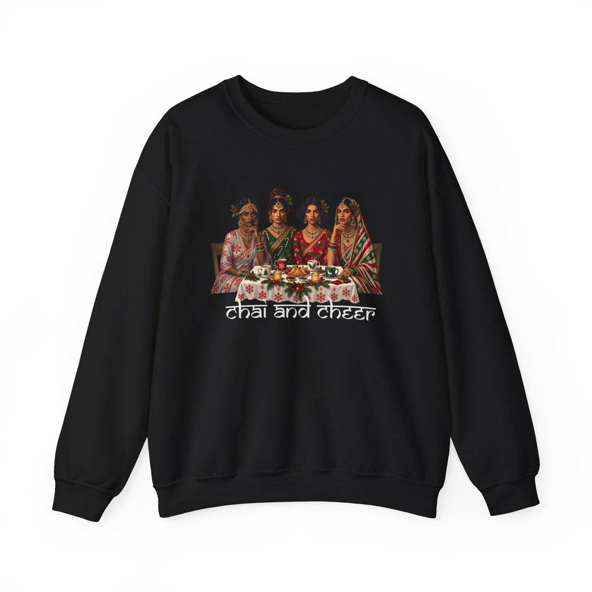 Custom Text Bollywood Christmas Sweatshirt for Chai Lovers