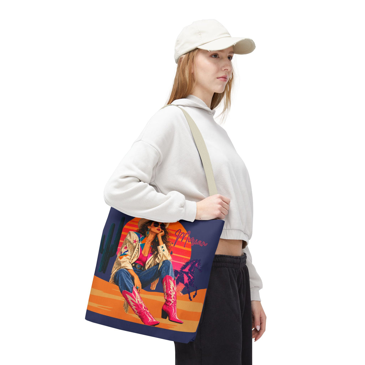 Retro 80s Neon Cowgirl Tote Bag, Horse Western Lovers Gifts, Nashville Bachelorette Party