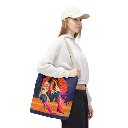 Retro 80s Neon Cowgirl Tote Bag, Horse Western Lovers Gifts, Nashville Bachelorette Party