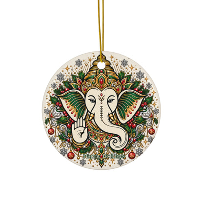 Dual-Sided Ceramic Ganesh Ornament, Hindu God Festive Party Gifts & Holiday Decor
