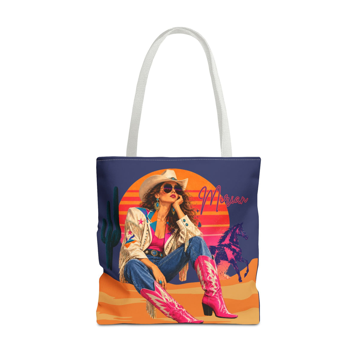 Retro 80s Neon Cowgirl Tote Bag, Horse Western Lovers Gifts, Nashville Bachelorette Party