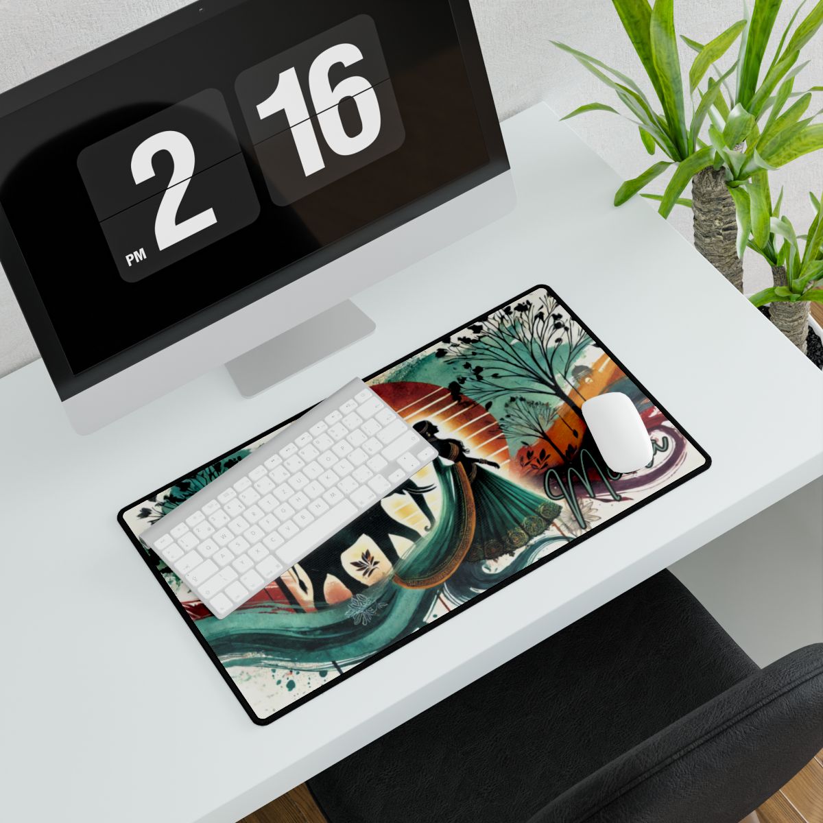 Custom Bollywood Rani Desk Mat Mouse Pad, Chic South Asian Home & Office Decor