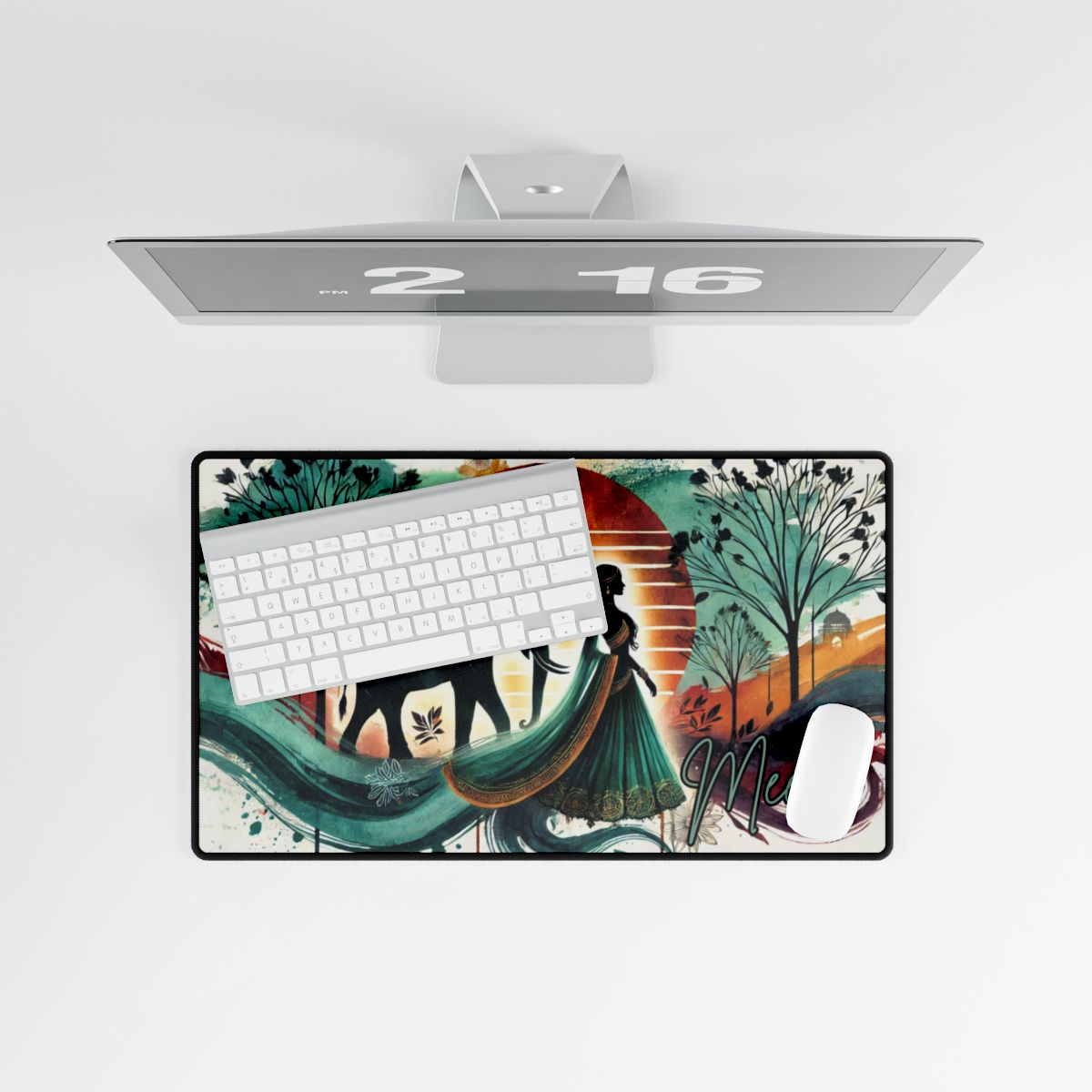 Custom Bollywood Rani Desk Mat Mouse Pad, Chic South Asian Home & Office Decor