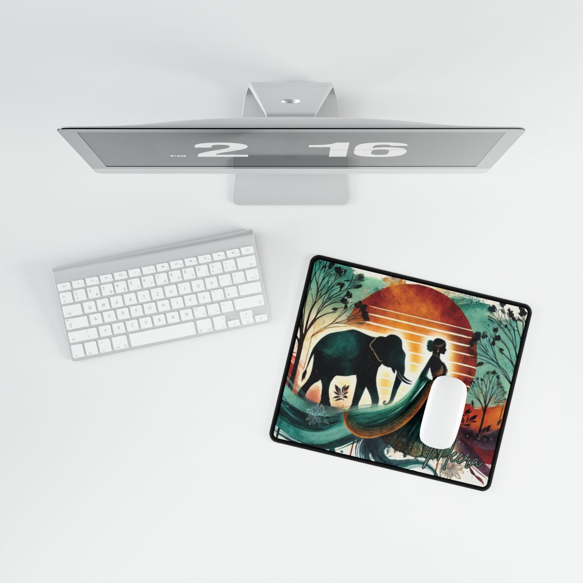 Custom Bollywood Rani Desk Mat Mouse Pad, Chic South Asian Home & Office Decor