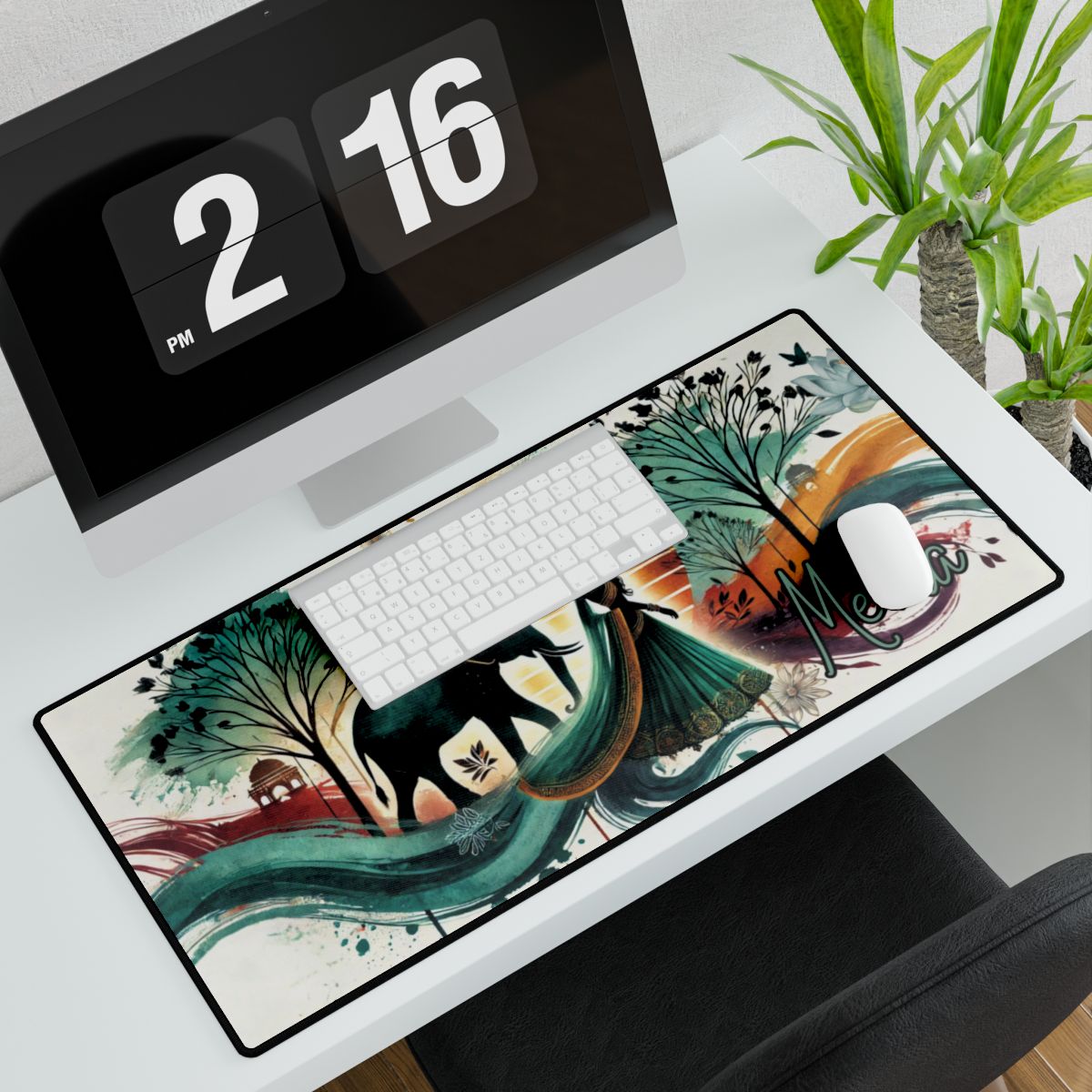Custom Bollywood Rani Desk Mat Mouse Pad, Chic South Asian Home & Office Decor