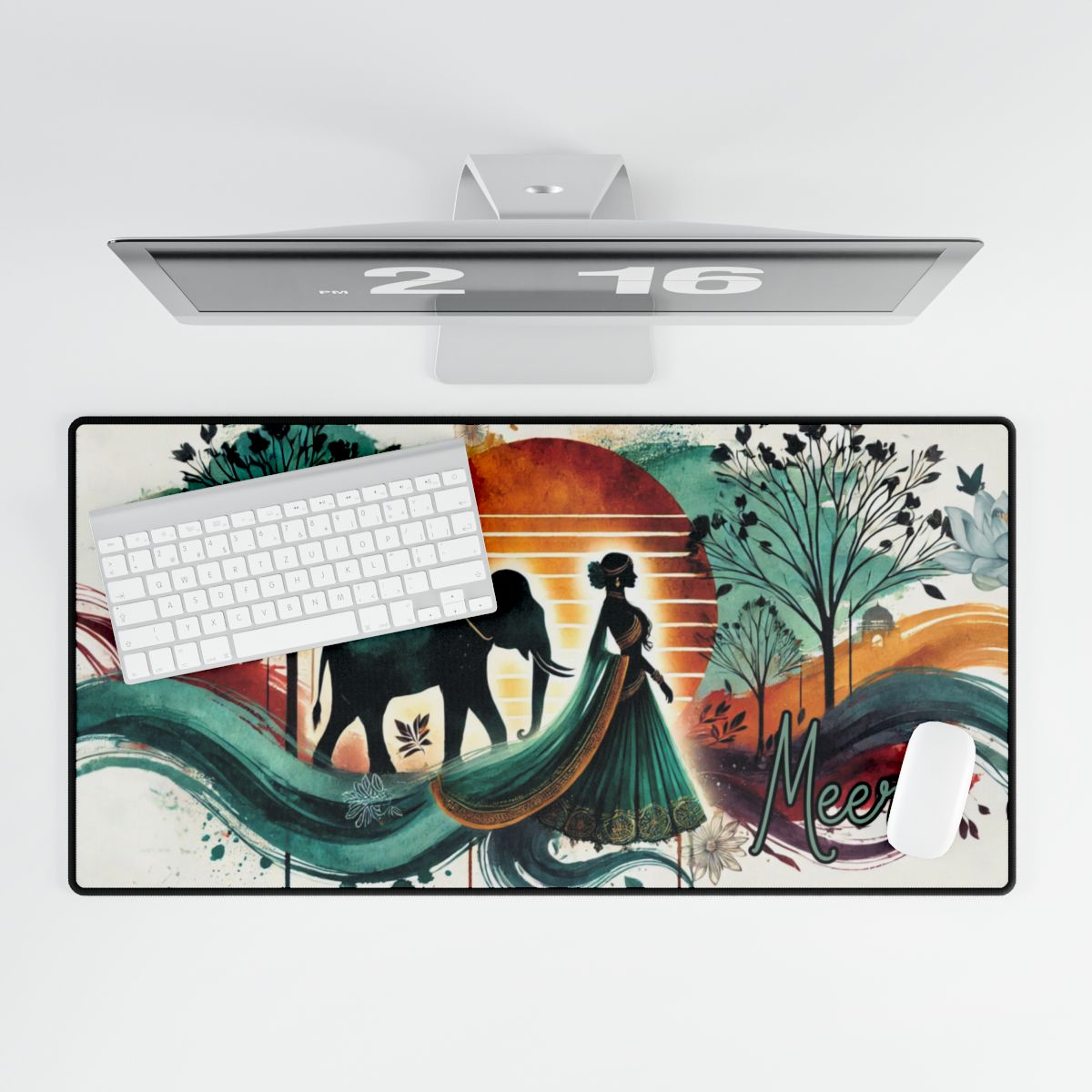Custom Bollywood Rani Desk Mat Mouse Pad, Chic South Asian Home & Office Decor