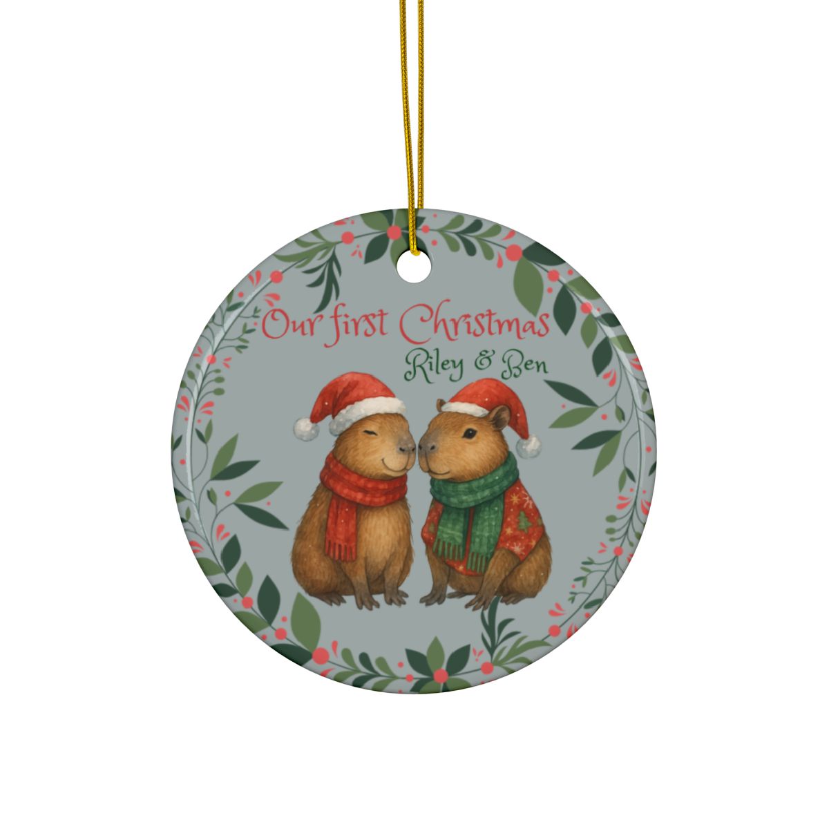 Capybara Ceramic Christmas Ornament for New Couples / First Christmas - 3 options