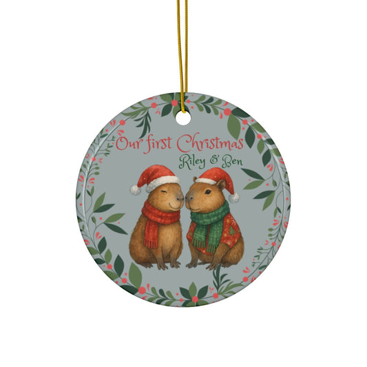 Capybara Ceramic Christmas Ornament for New Couples / First Christmas - 3 options