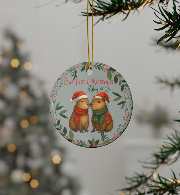Capybara Ceramic Christmas Ornament for New Couples / First Christmas - 3 options