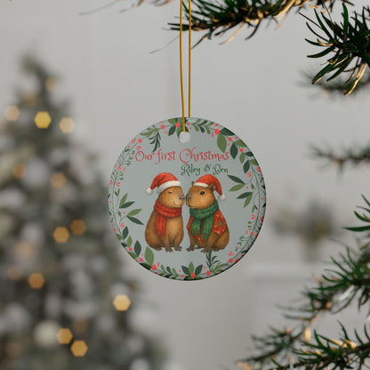 Capybara Ceramic Christmas Ornament for New Couples / First Christmas - 3 options