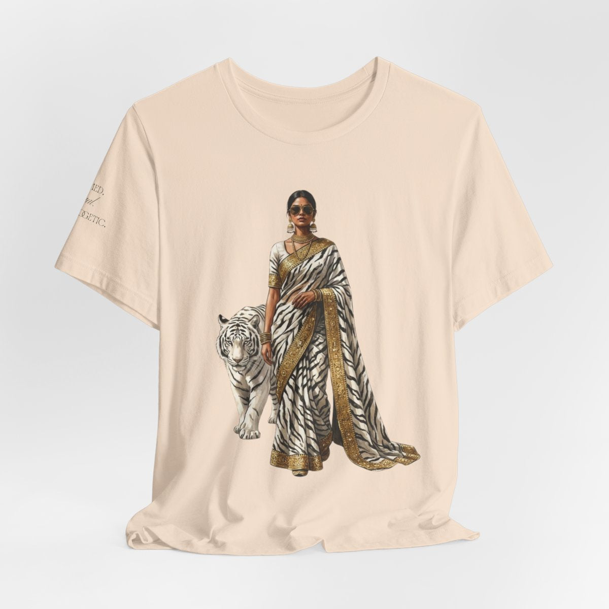 Custom Text Bollywood Inspirational T-Shirt, South Asian White Tiger Lover Apparel