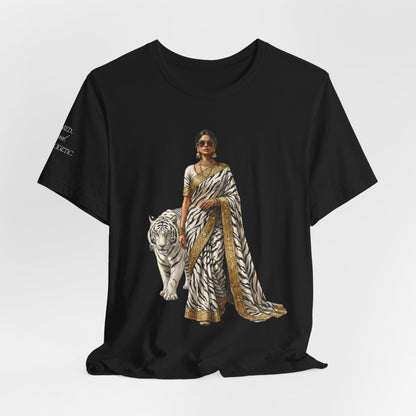 Custom Text Bollywood Inspirational T-Shirt, South Asian White Tiger Lover Apparel