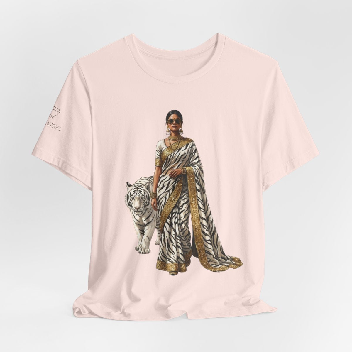 Custom Text Bollywood Inspirational T-Shirt, South Asian White Tiger Lover Apparel