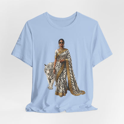 Custom Text Bollywood Inspirational T-Shirt, South Asian White Tiger Lover Apparel