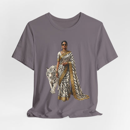 Custom Text Bollywood Inspirational T-Shirt, South Asian White Tiger Lover Apparel