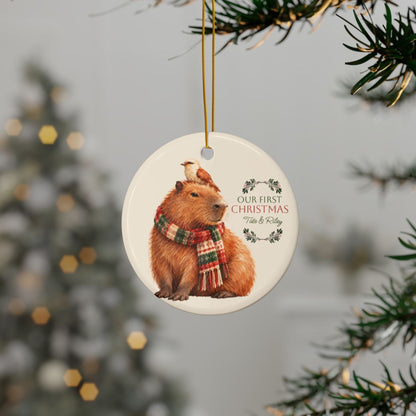Capybara Ceramic Christmas Ornament for New Couples / First Christmas - 3 options