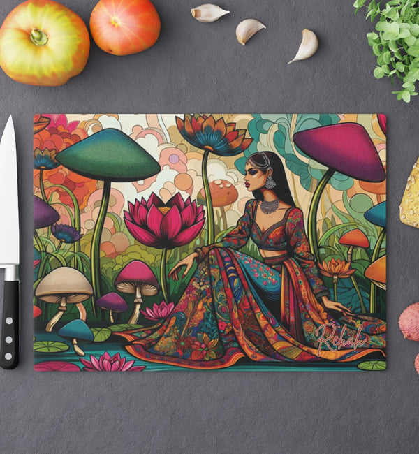Custom Bollywood Lovers Tempered Glass Cutting & Charcuterie Board, New Home Kitchen Decor