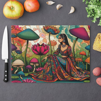 Custom Bollywood Lovers Tempered Glass Cutting & Charcuterie Board, New Home Kitchen Decor