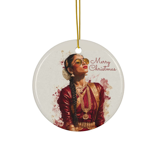 Chic Modern Bharatanatyam Christmas Ornament for South Indian Dance Lovers