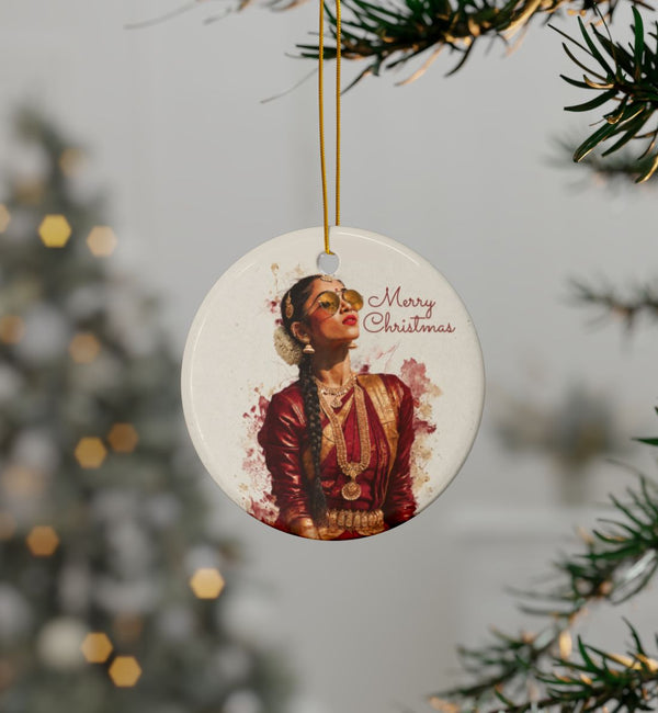 Chic Modern Bharatanatyam Christmas Ornament for South Indian Dance Lovers
