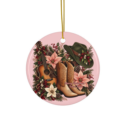 Ceramic Dual-Sided Text, Chic Cowgirl and Country Music Lover Ornament & Holiday Decor
