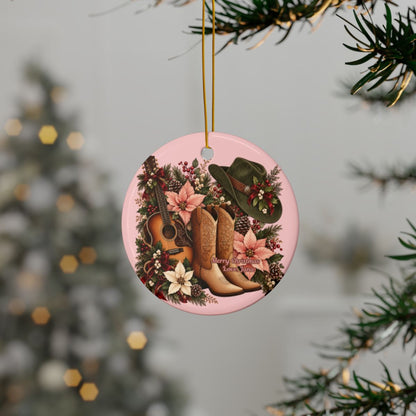 Ceramic Dual-Sided Text, Chic Cowgirl and Country Music Lover Ornament & Holiday Decor