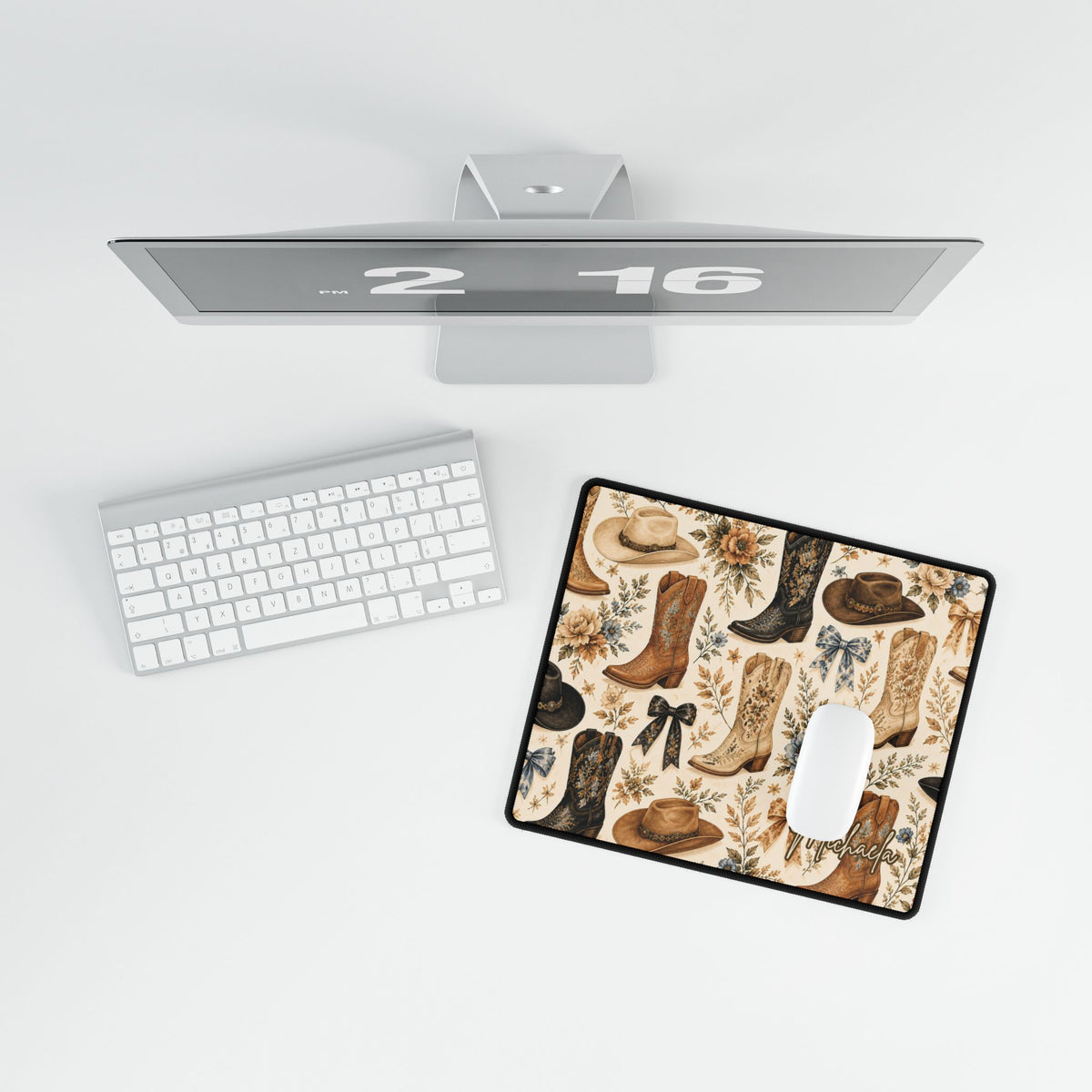 Cowgirl Desk Mat, Chic Western Home Office and Student Decor, RTO WFH Dorm Room Large Mouse Pad