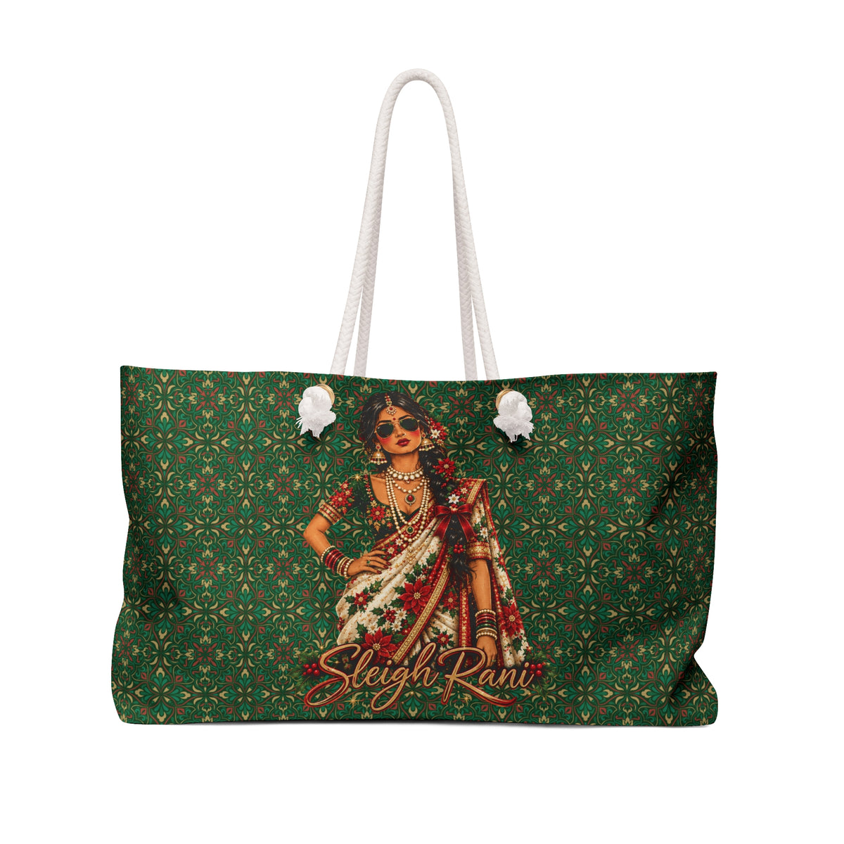 Custom Text South Asian Bollywood Christmas Tote Bag