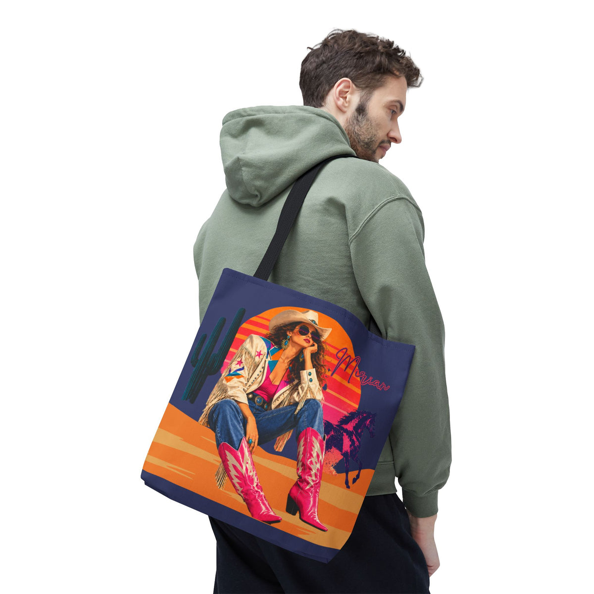 Retro 80s Neon Cowgirl Tote Bag, Horse Western Lovers Gifts, Nashville Bachelorette Party