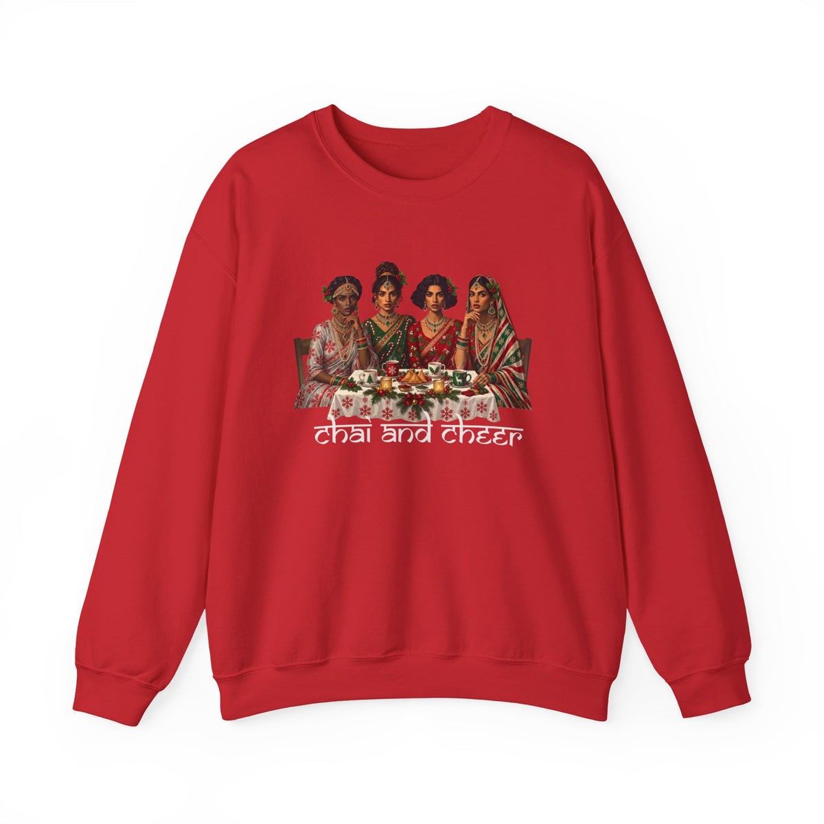 Custom Text Bollywood Christmas Sweatshirt for Chai Lovers