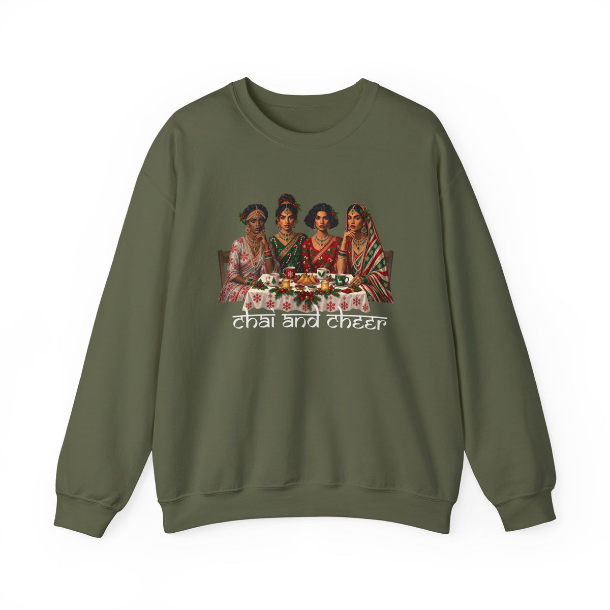 Custom Text Bollywood Christmas Sweatshirt for Chai Lovers