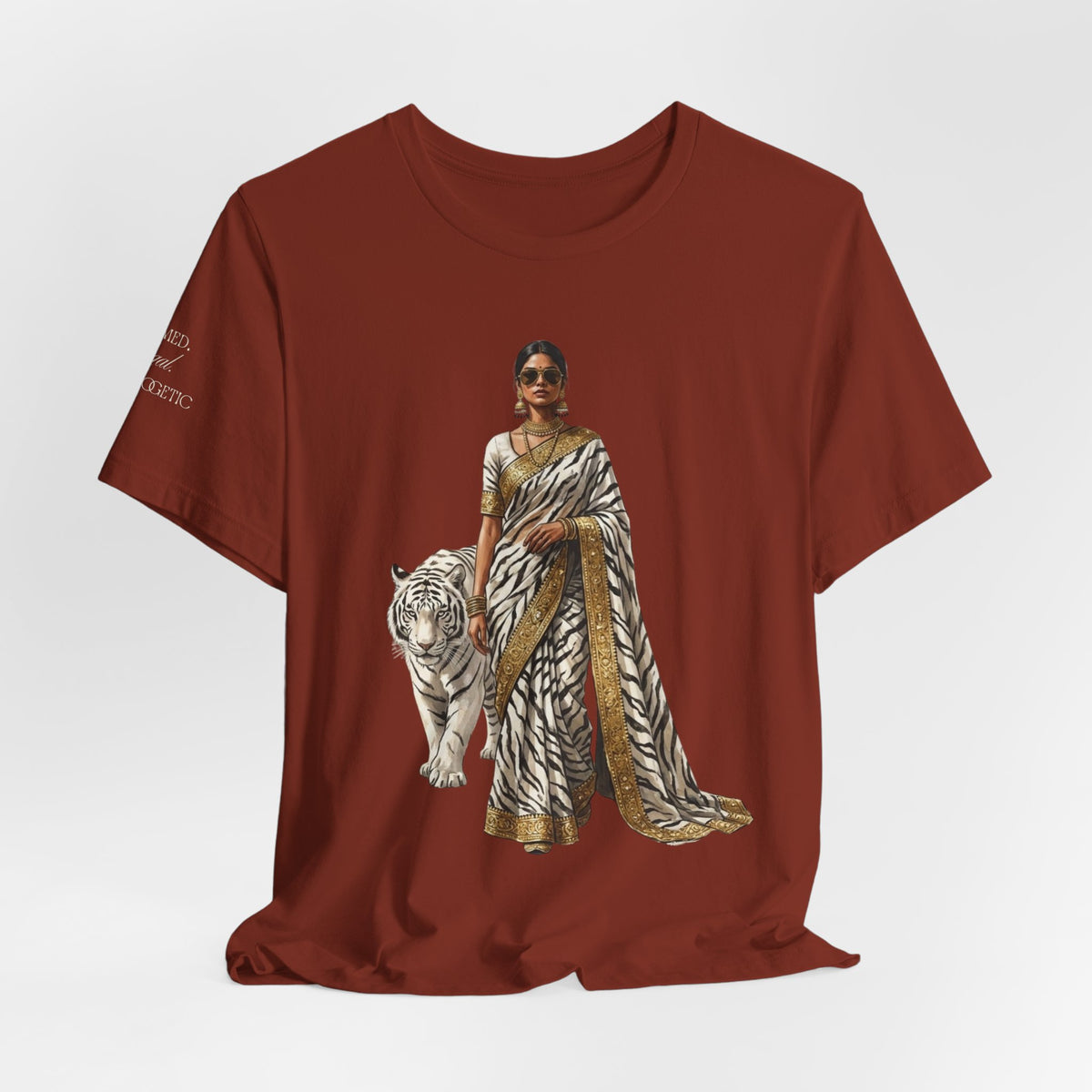 Custom Text Bollywood Inspirational T-Shirt, South Asian White Tiger Lover Apparel