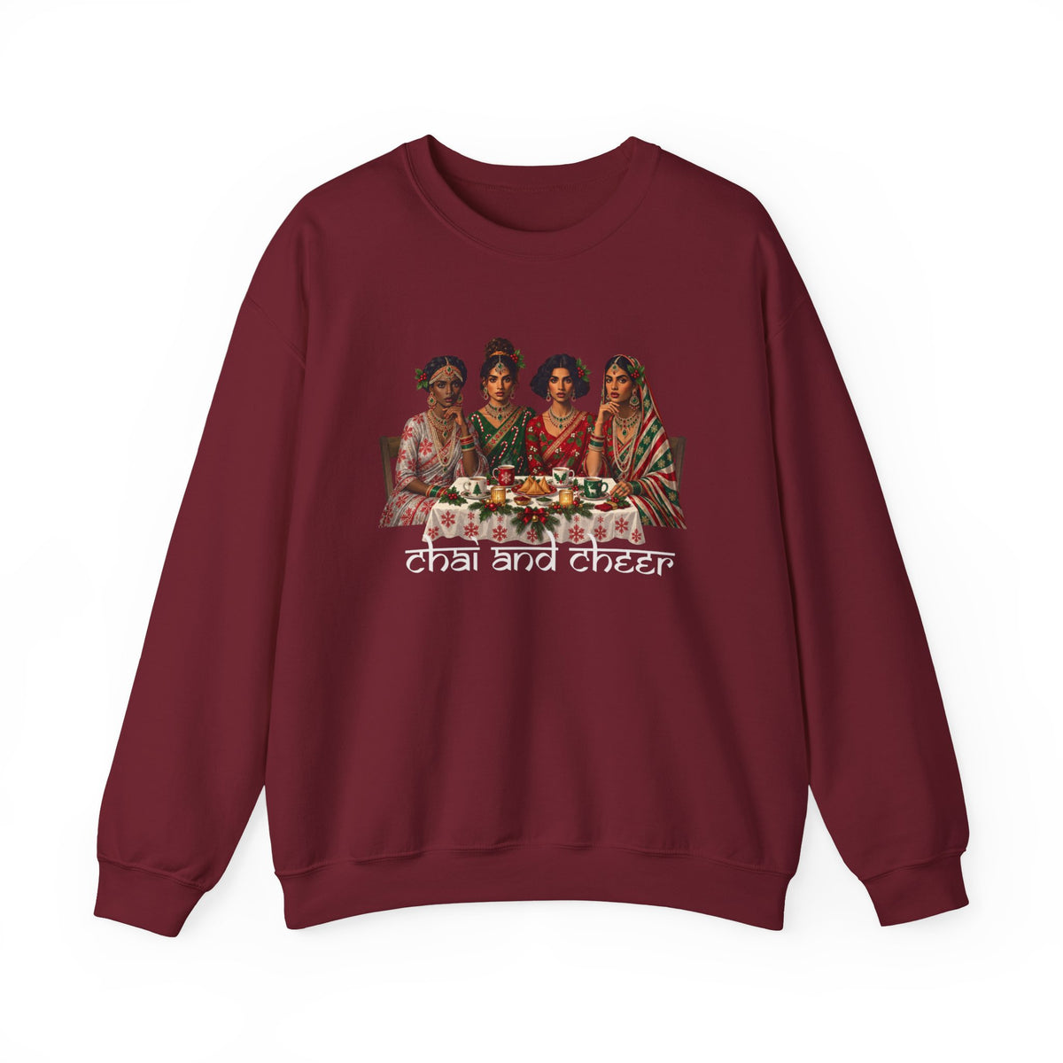 Custom Text Bollywood Christmas Sweatshirt for Chai Lovers
